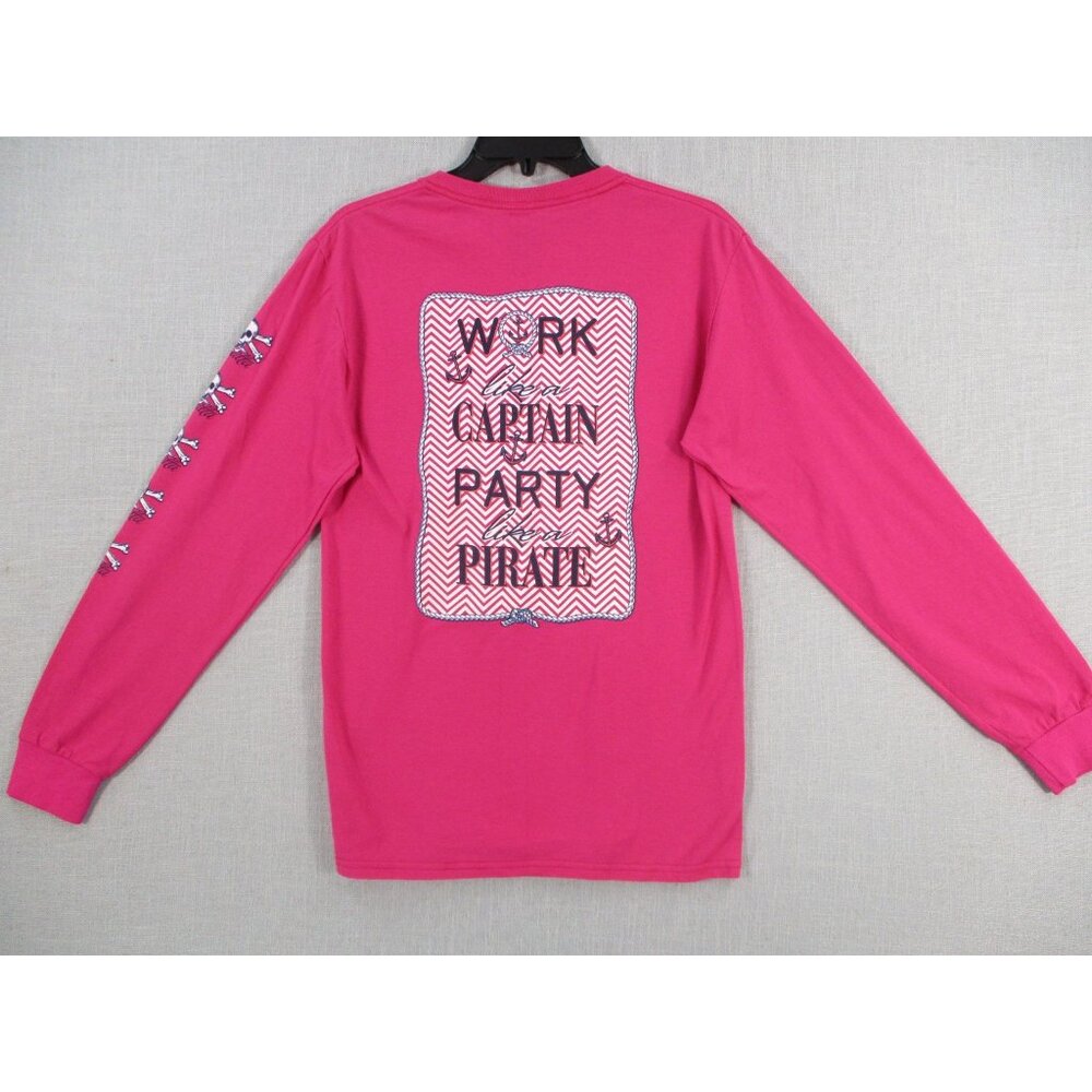 Calcutta Pink Long Sleeve Graphic T-Shirt Work Like A Captain Party size S